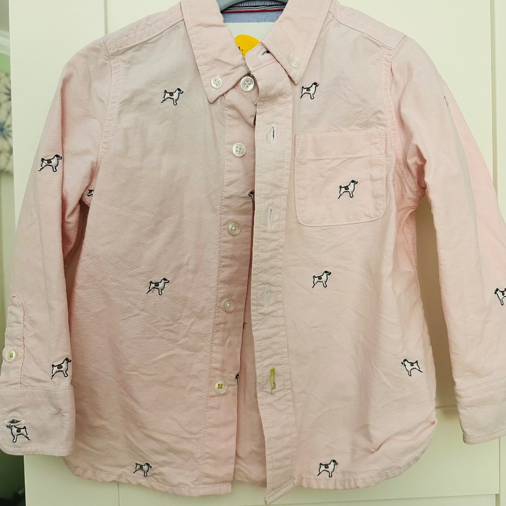 Mini Boden Pink Dog Dress Collared Shirt